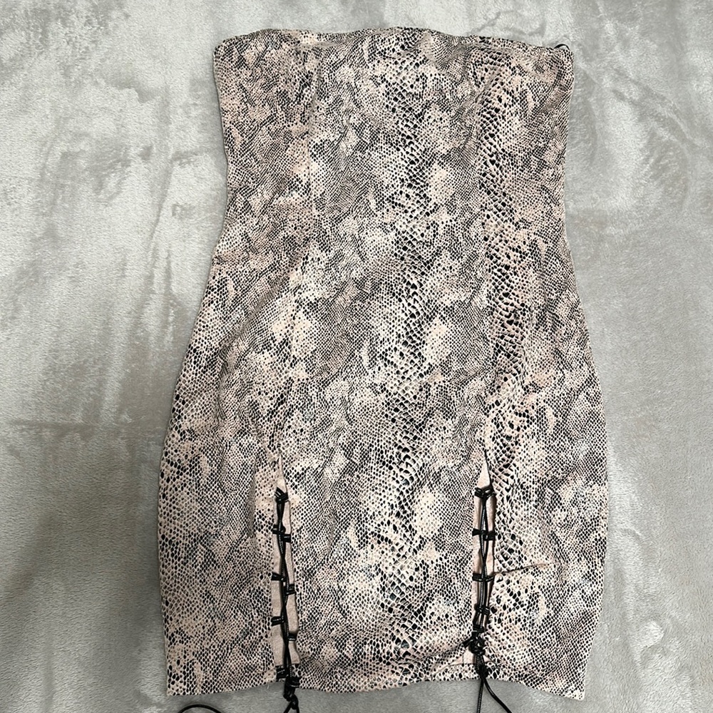 Meshki snakeskin/ python print dress.